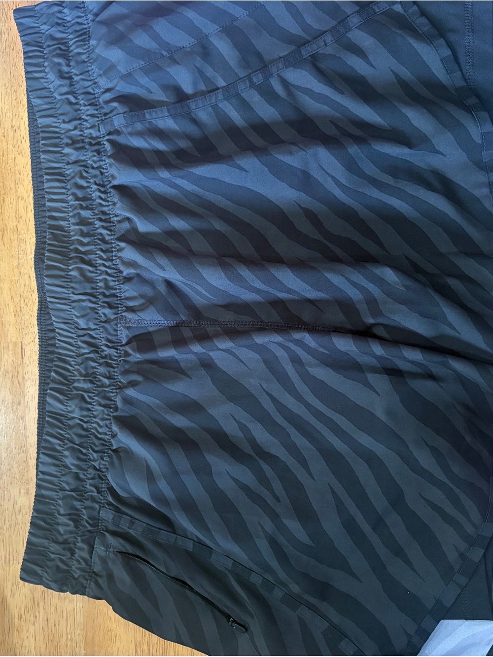 Avia Black Navy Zebra-Print Athletic Shorts